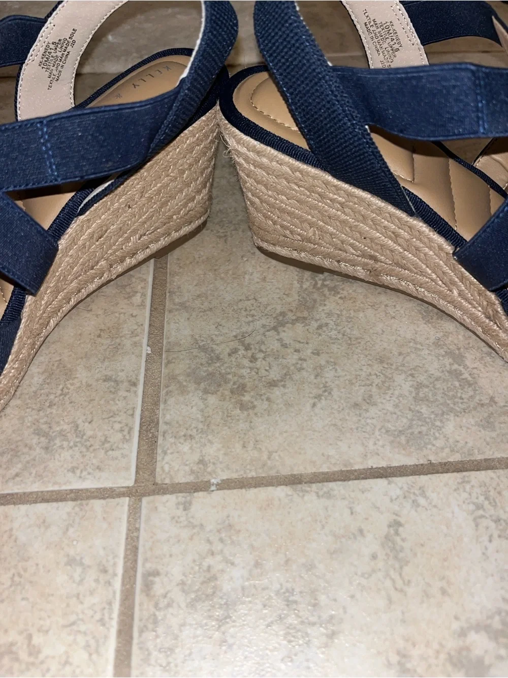 Kelly & Katie Navy Crisscross Wedge Slingbacks